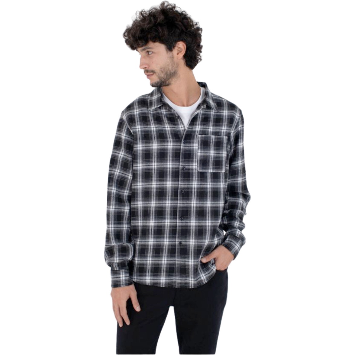 2026 Hurley Mens Axe Flannel Shirt MVSEU00002 - Black